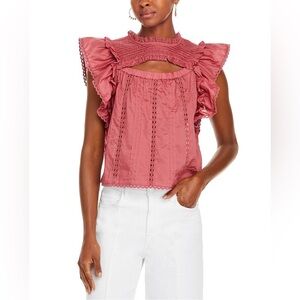 blush ruffle blouse